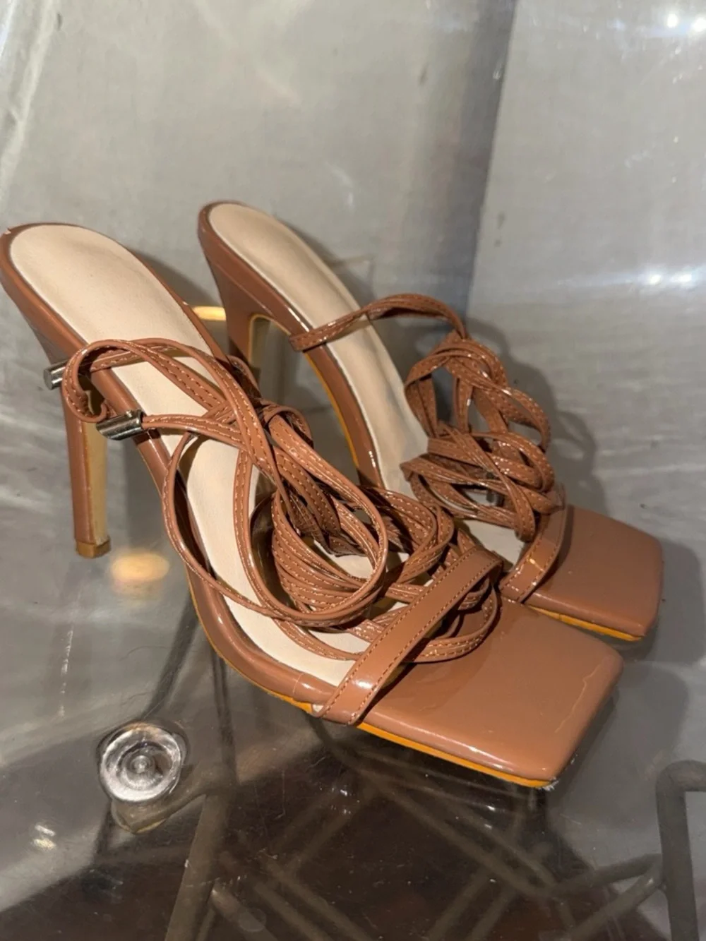 Women's Strappy High Heel Sandals in Brown